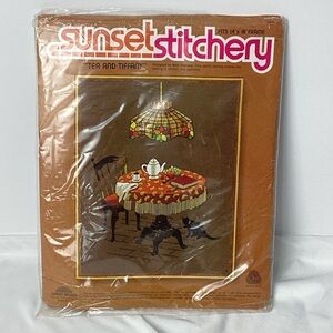 Sunset Stitchery Kit - Tea and Tiffany #2695 1978 Sunset Designs Embroidery
